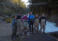 Staff wearing waders at the Little White Salmon