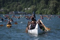 Canoe Family at the Rally for Salmon Free the Snake River, June 25, 2022, photo credit Alex Milan Tracy