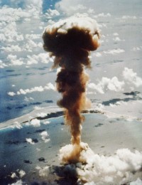 Aerial view of the Able test, a 23 kt (96 TJ) device detonated July 1, 1946 at an altitude of 520 ft (160 m).