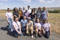 Riverkeeper Staff and supporters at the 3rd annual Hanford Journey event, pose along the Hanford Reach opposite the Hanford Nuclear Site. 