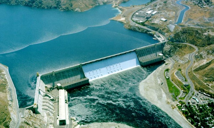 Grand Coulee Dam, photo by U.S. Bureau of Reclamation.