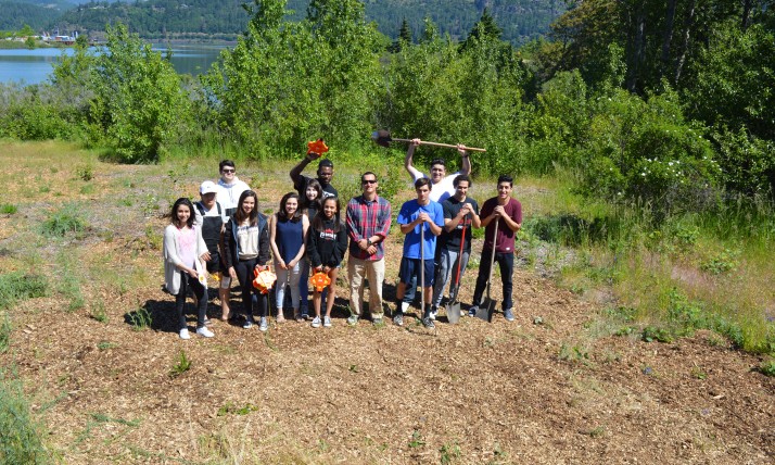 Nichols Natural Area restoration efforts with Hood River Valley High School students, spring 2017