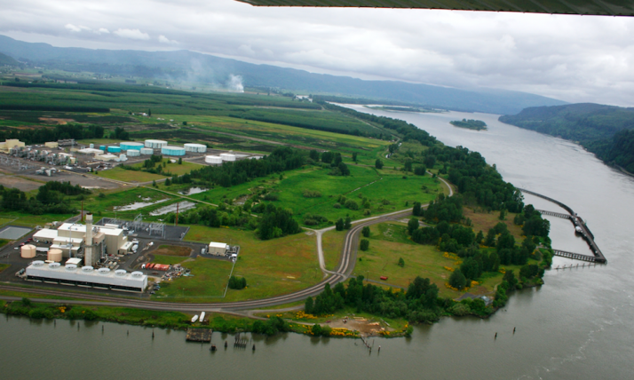 Port Westward, downstream. Aerial photo by Columbia Riverkeeper with aerial support from LightHawk.