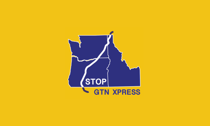 stop gtn xpress words across a map of oregon, washington, and idaho and a pipeline across those states