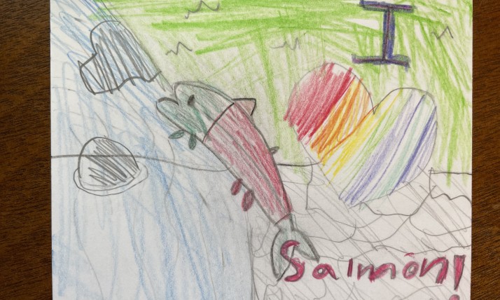 "I love salmon" postcard