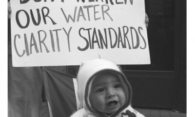 don't weaken our water quality standards, photo of baby at rally