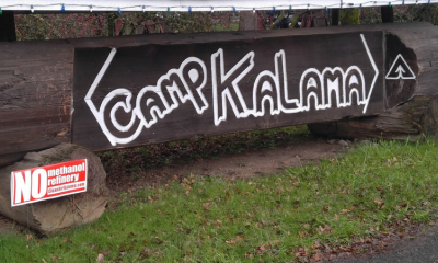 Camp Kalama with "No Methanol" signs
