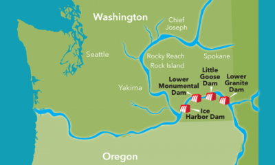 Map of the Lower Snake River dams