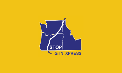 stop gtn xpress words across a map of oregon, washington, and idaho and a pipeline across those states