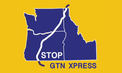 stop gtn xpress with map of washington state, oregon, idaho with a pipeline