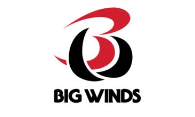 the word "big winds" with the companies logo of a red and black letter B