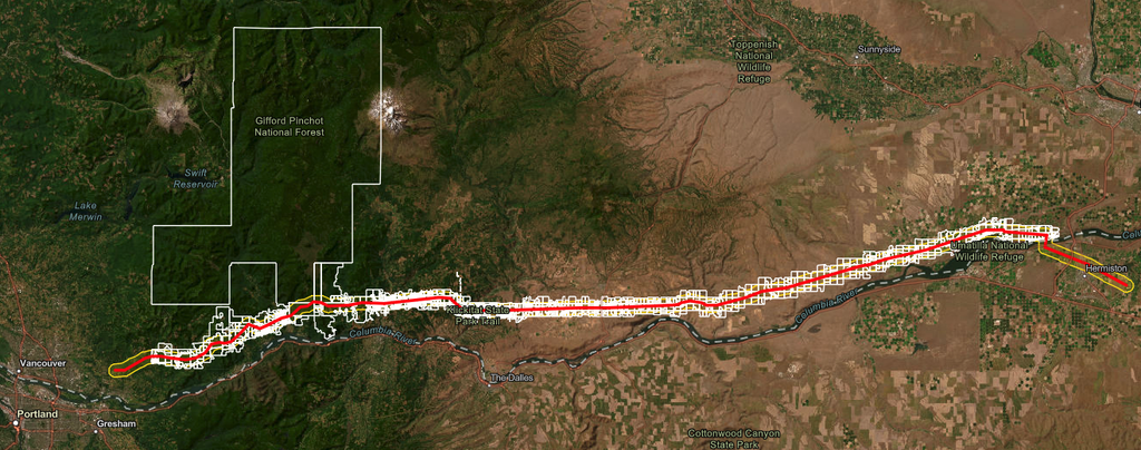 Map of the proposed Rockies Columbia Connector pipeline route.